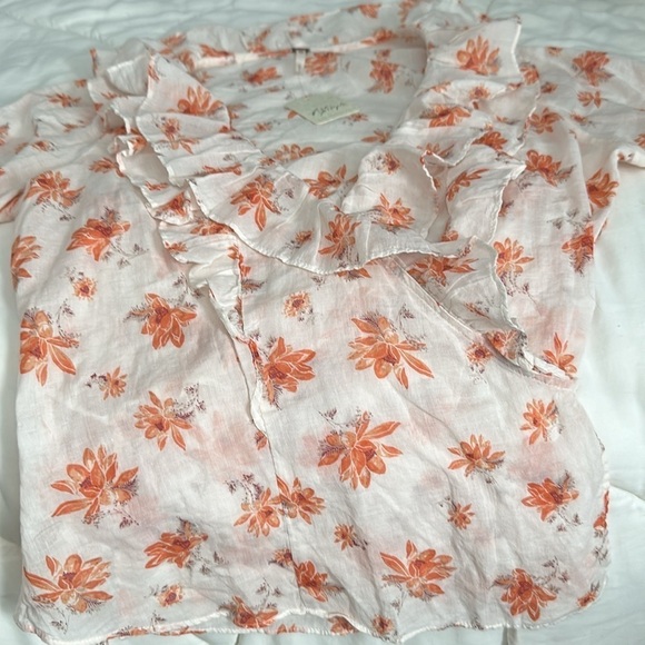 NWT! $98 Amanda Floral Free People Sheer ruffled long sleeves cottagecore  … - Picture 6 of 9